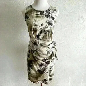 Vintage Shannon Marie tropical‎ wrap front sheath mini dress size xs